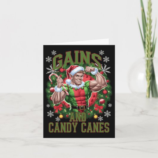 Kerst Elf Gym Workout Gains en snoep Canes 1 Kaart (Voorkant)