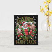 Kerst Elf Gym Workout Gains en snoep Canes 1 Kaart (Gele Bloem)