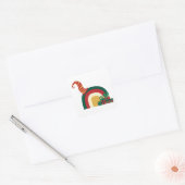 Kerst Elf Hoed Regenboog Vierkante Sticker (Envelop)