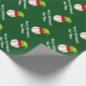 Kerst elf honkbal inpakpapier voor kinderen (Hoek)