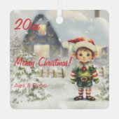Kerst elf huis Metal Square Ornament (Voorkant)