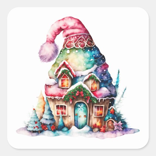 Kerst Elf Huis Stickers (Voorkant)
