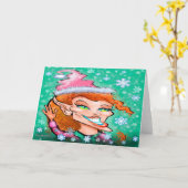 Kerst Elf Kaart (Gele Bloem)