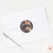 Kerst Elf Kat, Vakantie Kitten Cat, Pet Ronde Sticker (Envelop)