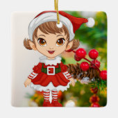 Kerst Elf Keramisch Vierkant Ornament (Voorkant)