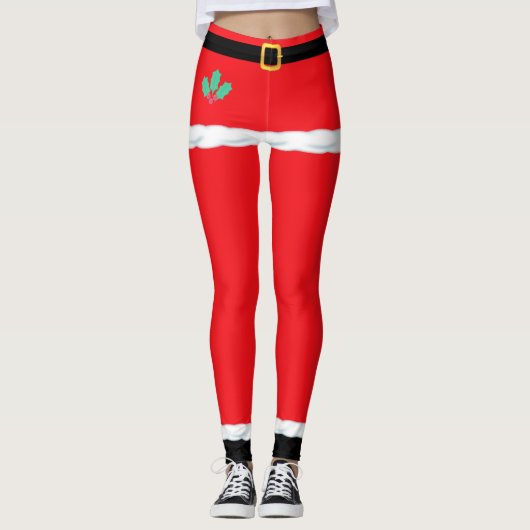 Kerst Elf Kerstman Rood Leggings (Voorkant)