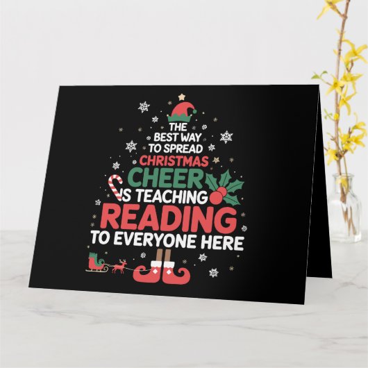 Kerst Elf Kerstmis Cheer Voorleesleraar Kaart (Gele Bloem)