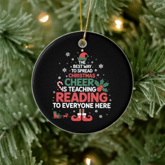 Kerst Elf Kerstmis Cheer Voorleesleraar Keramisch Ornament (Boom)