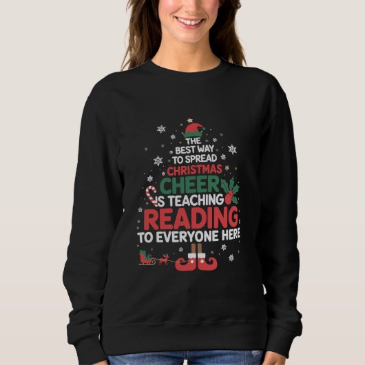 Kerst Elf Kerstmis Cheer Voorleesleraar Trui (Voorkant)