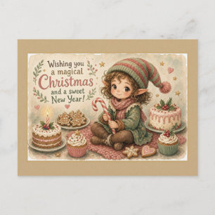 Kerst Elf Kerstmis en Zoet Nieuwjaar Briefkaart