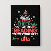 Kerst Elf Kerstvreugde Voorleesleraar Button (Voorkant)