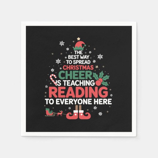 Kerst Elf Kerstvreugde Voorleesleraar Servet (Voorkant)