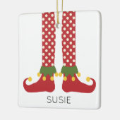 Kerst Elf Kinder NAAM Feestelijke Vakantie Plezier Keramisch Ornament (Links)