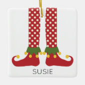 Kerst Elf Kinder NAAM Feestelijke Vakantie Plezier Keramisch Ornament (Voorkant)