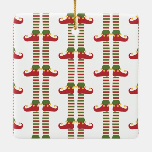 Kerst Elf Kinder NAAM Feestelijke Vakantie Plezier Keramisch Ornament (Achterkant)