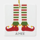 Kerst Elf Kinder NAAM Feestelijke Vakantie Plezier Keramisch Ornament (Voorkant)