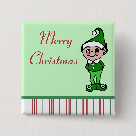 Kerst Elf Knop Vierkante Button 5,1 Cm (Voorkant)