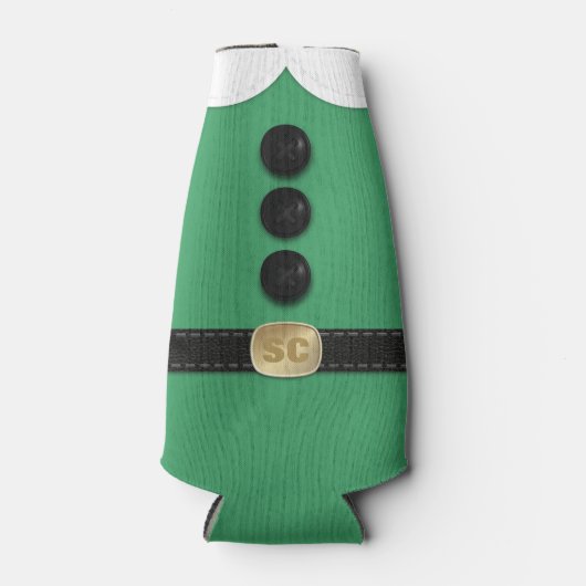 Kerst Elf kostuum monogram groen Flesjeskoeler (Voorkant)