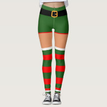Kerst elf kostuum rood groen gestreept Leggings
