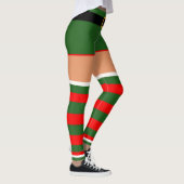 Kerst elf kostuum rood groen gestreept Leggings (Rechts)