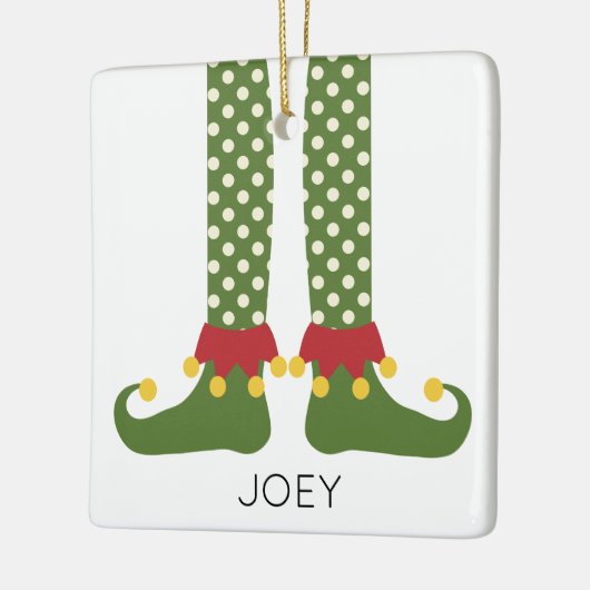 Kerst Elf Leggings Kinder NAAM Vakantie Fun Keramisch Ornament (Links)