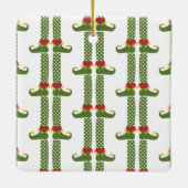 Kerst Elf Leggings Kinder NAAM Vakantie Fun Keramisch Ornament (Achterkant)