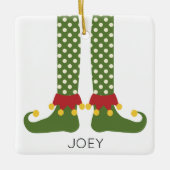 Kerst Elf Leggings Kinder NAAM Vakantie Fun Keramisch Ornament (Voorkant)