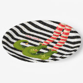Kerst-Elf Legs Black en White Stripes Papieren Bordje (Gekanteld)