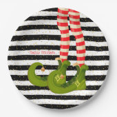 Kerst-Elf Legs Black en White Stripes Papieren Bordje (Voorkant)