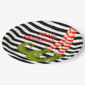 Kerst-Elf Legs Black en White Stripes Papieren Bordje (Gekanteld)