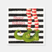 Kerst-Elf Legs Black en White Stripes Servet (Voorkant)