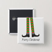 Kerst Elf Legs Button - Chevron Kostuum (Voorkant /achterkant)