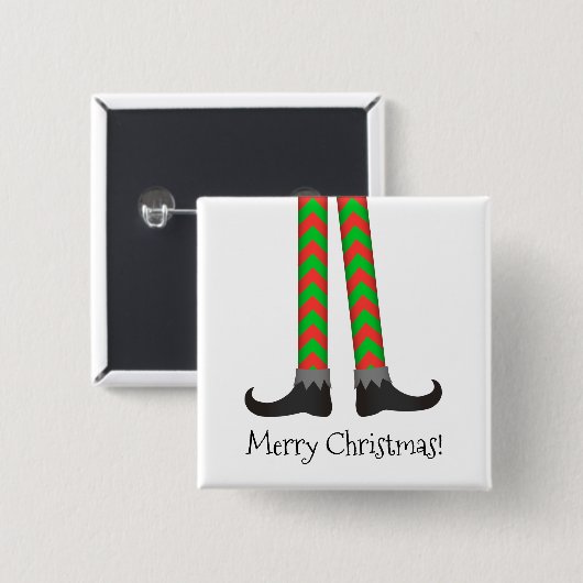 Kerst Elf Legs Button - Chevron Kostuum (Voorkant /achterkant)