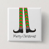 Kerst Elf Legs Button - Chevron Kostuum (Voorkant)