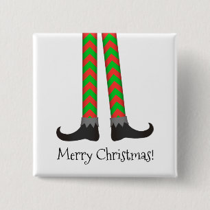 Kerst Elf Legs Button - Chevron Kostuum