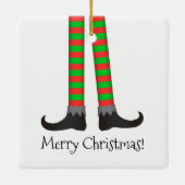 Kerst Elf Legs Ornament - Gestreept kostuum (Achterkant)
