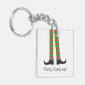 Kerst Elf Legs Sleutelhanger - Chevron Kostuum (Voorkant Links)