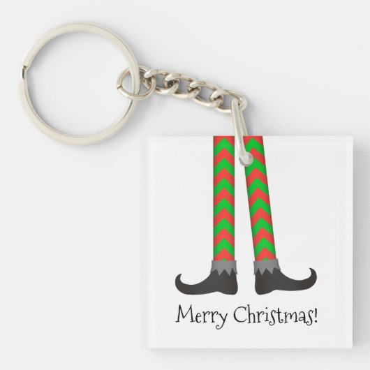 Kerst Elf Legs Sleutelhanger - Chevron Kostuum (Voorkant)
