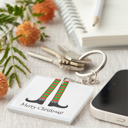 Kerst Elf Legs Sleutelhanger - Gestreept kostuum (Voorkant Rechts)