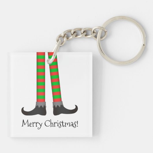 Kerst Elf Legs Sleutelhanger - Gestreept kostuum (Achterkant)