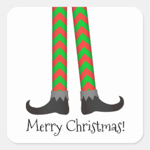 Kerst Elf Legs Sticker - Chevron Kostuum