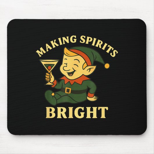 Kerst Elf Martini Grappig Alcohol Zeggen Dranken Muismat (Voorkant)