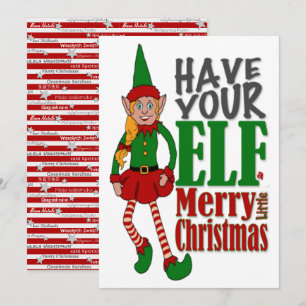 Kerst Elf Meisje Wenskaart Feestdagenkaart
