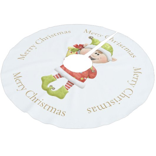 Kerst Elf met Cadeau Kerstboom Rok (Gekanteld)