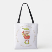 Kerst Elf met Cadeau Tote Bag (Achterkant)