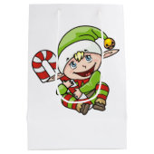Kerst Elf met Candy Cane Kinderen Medium Cadeauzakje (Achterkant)
