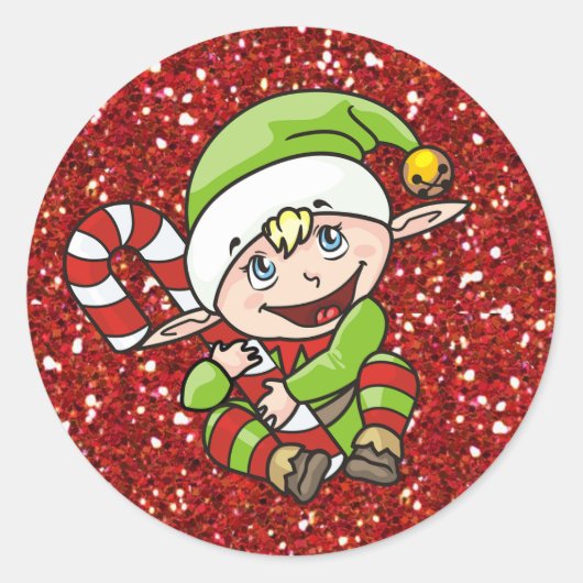 Kerst Elf met Candy Cane Stickers (Voorkant)