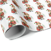 Kerst elf met een zak cadeautjes cadeaupapier (Rol Hoek)