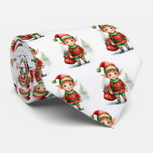 Kerst elf met een zak cadeautjes stropdas (Opgerold)