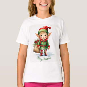 Kerst elf met een zak cadeautjes t-shirt